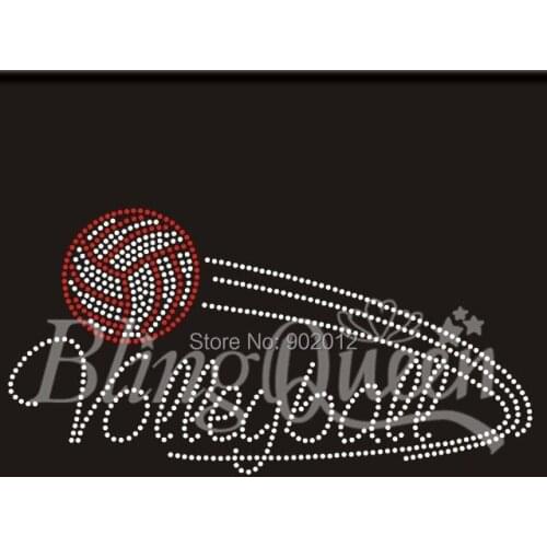 BlingQueen 25PCS/LOT Hot Fix Iron On Rhinestone Motifs Volleyball Mom Design