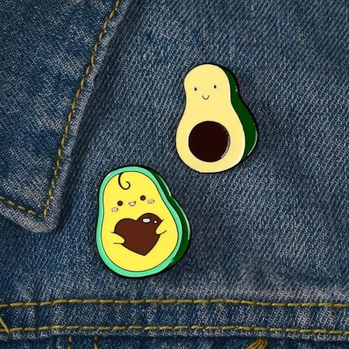 Fresh Fruit Brooches Avocado Enamel Pins Bag Clothes Lapel Pin Cartoon Ghost Cat Pear Badge Funny Meme Jewelry Gift Kids
