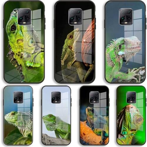 Green iguana Silicone Glass Phone Case For Xiaomi Redmi 9A 8A 7A Note 9 8 7 Pro Y3 9S 8T Balck Cover