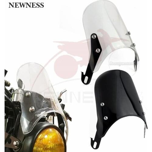 Black/Clear Motorcycles Custom Compact Sport Wind Deflector Retro Windshield 4-7'' Headlamp Universal Fit For Yamaha Harley