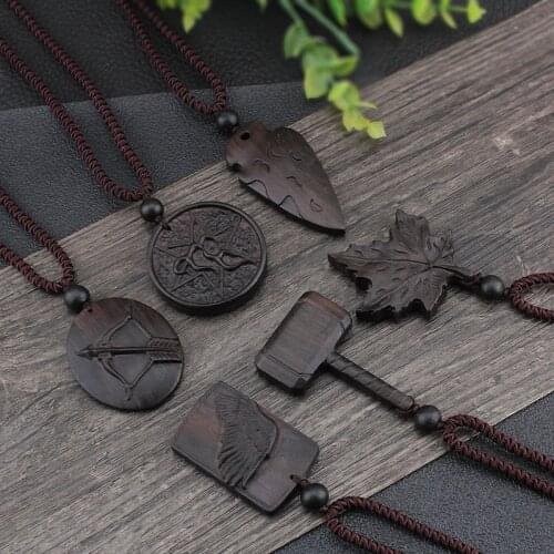 New Handmade Ethnic Ebony Exaggerated Long Sweater Chain Pendant Necklace For Women Men Fashion Adjustable Woven Jewelry Gifts