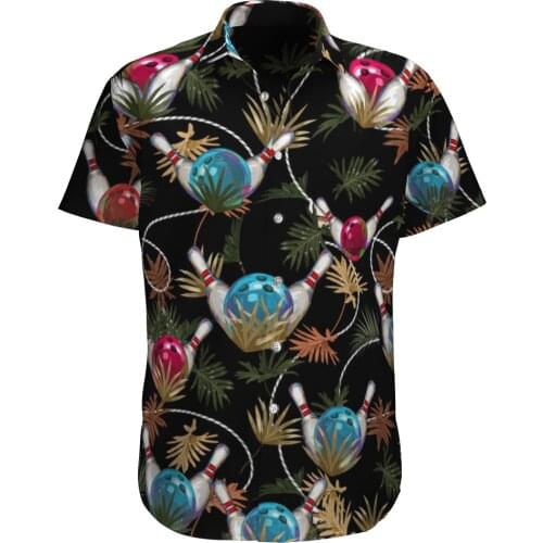 Bowling 3D Beach Hawaiian 2021 Summer Mens Shirt Short Sleeve Shirt Streetwear Oversized 5XL Camisa Social Chemise Homme-133
