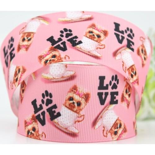 Single face Printed Grosgrain ribbons Cartoon dog ribbon 16mm/22mm/38mm 10 yards DIY sewing accessories home decoration band