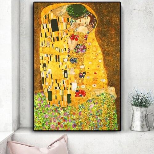 Gustav Klimt Famous Abstract Painting Kiss Canvas Paintings Wall Art Prints Pictures for Living Room Home Decor Cuadros