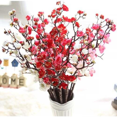 Artificial flower cherry spring plum blossom peach branch 30cm-60cm silk flower tree flower bud for wedding party decoration