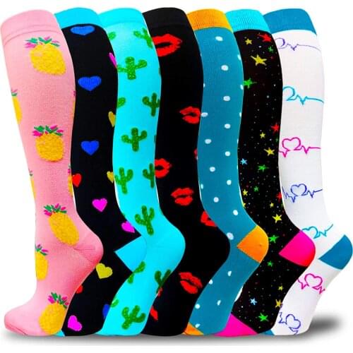 Compression Sport Socks Men Women Knee High 1 PAIR Anti Fatigue Pain Relief Varicose Veins Compression Stocking Hiking
