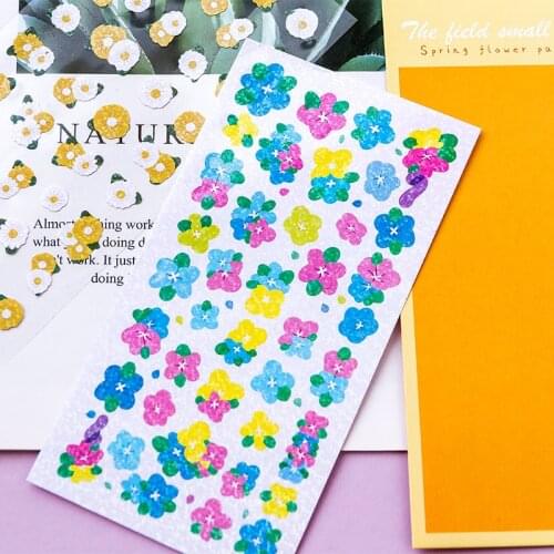 Colorful Spring flower Art Museum Laser Sticker Hand Account Photo Frame Decoration Sticker