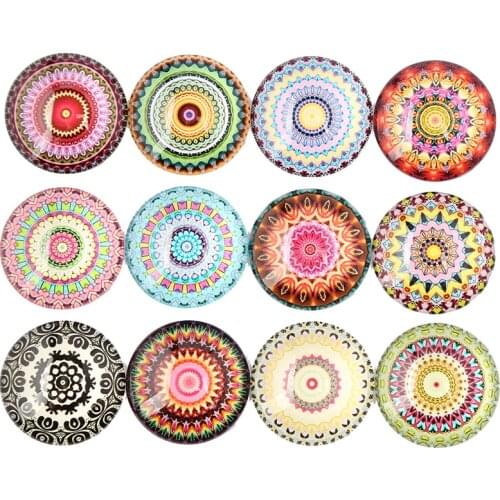 Onwear mix mandala photo round dome glass cabochons 12mm 14mm 18mm 20mm 25mm 30mm diy jewelry findings for pendants earrings
