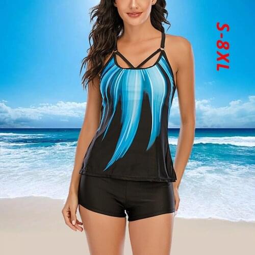 Swimwear Plus Size 8XL Women Tankini Bodysuit Two Piece Print 2021 New Sport Swimsuit Women Beach Wear Swimming Suit