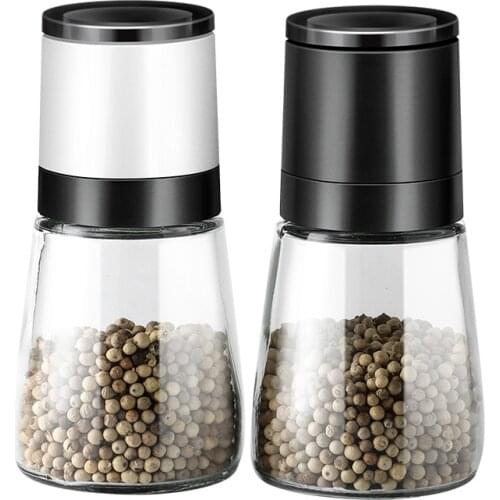 2pcs Salt and Pepper Mills, Pepper Mill with Strong Adjustable Pepper Mill Grinder Kitchen Tools Accessories