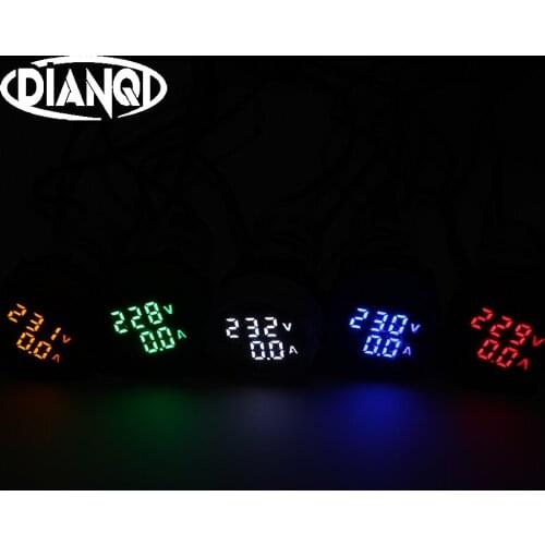 Mini Digital Voltmeter Ammeter 22mm AC 50-500V 0-100A Amp Volt Voltage Tester Meter Dual LED Indicator Pilot Lamp Light