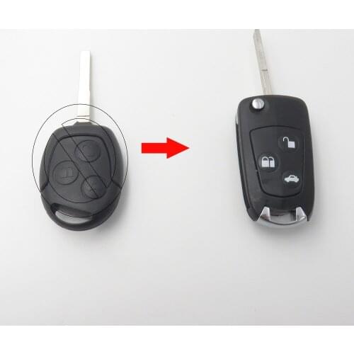 Cocolockey Modified Flip Key Shell Blank Fit for FORD Focus Remote Key Fob 3 Button Uncut Blade NO LOGO