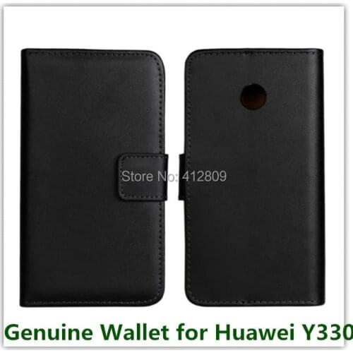 Fashion Genuine Leather Folding Wallet Pouch Skin Cover Case for Huawei Ascend Y330 with ID Credit Card Holder Cellphone Bags