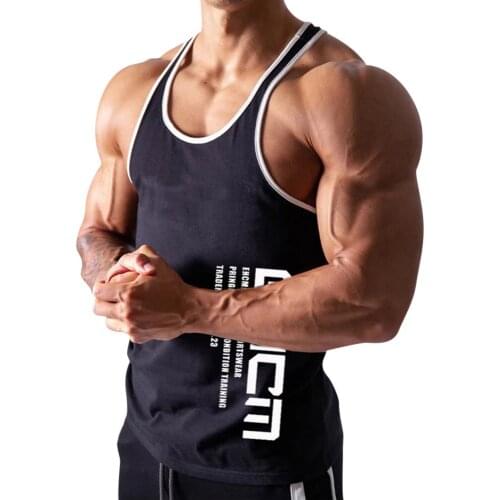 Workout Gym Mens Tank Top Vest Muscle Sleeveless Sportswear Shirt Fashion Letter Print Stringer Clothing Bodybuilding Singlets