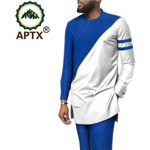 Men`s 2 Piece Suit African Dashiki Clothing Coat Jacket+Ankara Pants Set Tracksuit Outfit Blazer Aptx T2016005