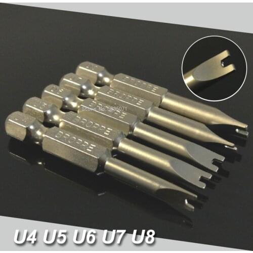 5Pcs Set U-Shaped Screwdriver Drill Bits Magnetic Security Tamper Proof Screw Driver Bits 1/4" Hex Shank Hand Tools Set