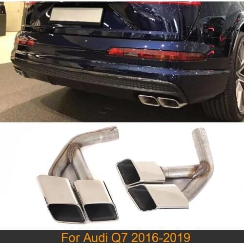 Stainless Steel Exhaust Muffler Tips for Audi Q7 2016-2019 Four Square Tips Black / Silver Muffler Tail Not SQ7 One Pair