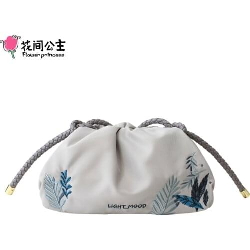 Flower Princess Light Mood 2021 New Womens Cloud Small Fresh Embroidery Nylon Shoulder Crossbody Cell Phone Clutch Bag Bags