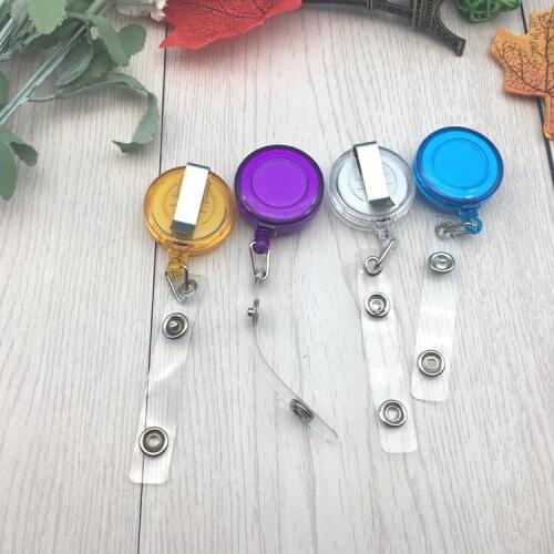 Factory wholesale anti-loss document buckle color easy-to-pull telescopic key foil round chest office buckle