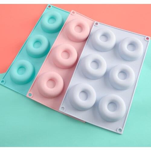 Food Grade Silicone Donut Pan Non-stick Donut Baking Mold for 6 Full-Size Donuts Doughnuts Cake Biscuit Bagels LX7728