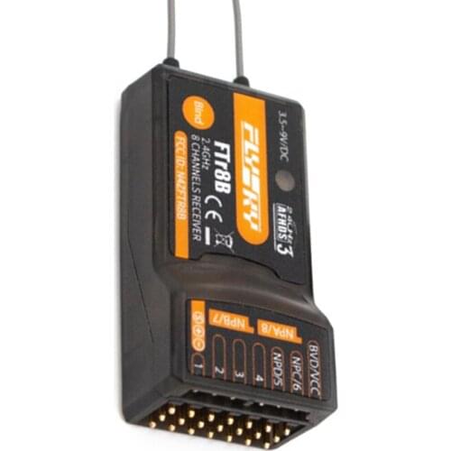 FLYSKY FTr8B AFHDS3 2.4G 8CH PWM/PPM/i.BUS Out/S.BUS Dual Antennas Receiver for PL18 NB4 NB4 Lite Airplane