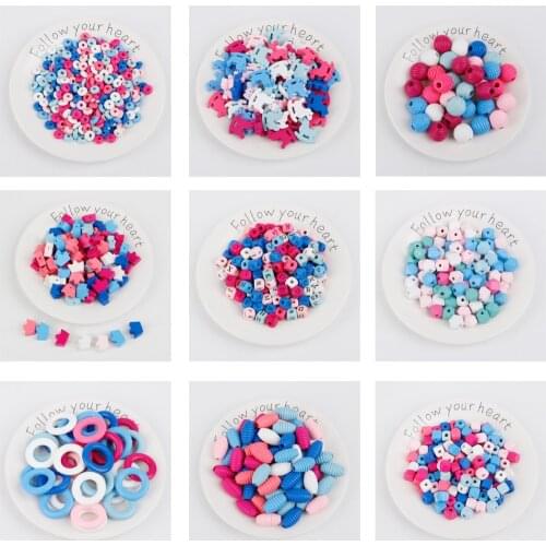 Mixed Colors Multi Shape Heart Star letter beads Space Round Wooden Beads for Charms Bracelet Necklace For Jewelry Making DIY