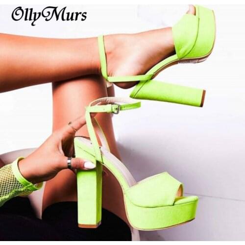 Sexy Square Women High Heels Lady shoes Waterproof Platform Open Toe Buckle Women Sandals high heels summer sandals party