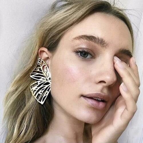 Hot Trendy Hollow Butterfly Drop Dangle Earring for Women Metal Large Wing Pendant Earring Statement Jewelry Oorbellen