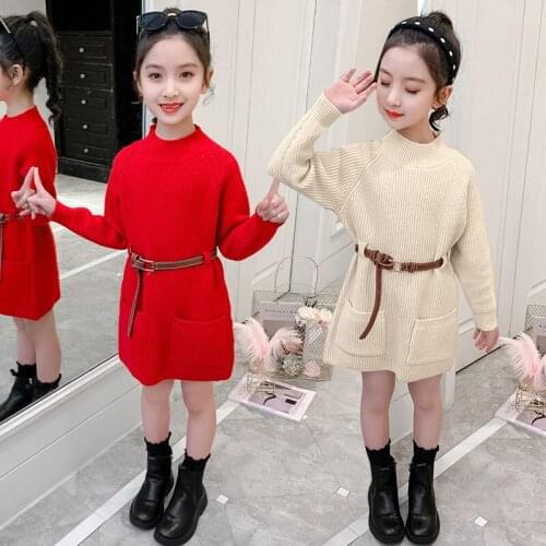 Girls Sweater Kids Babys Coat Outwear 2021 Slim Thicken Warm Winter Autumn Knitting Tops Pure Cotton School Childrens Clothing