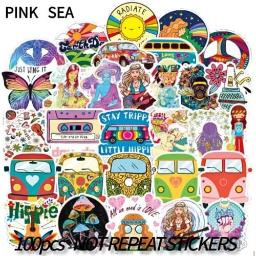 10/30/50/100Pcs/set Cartoon Peace Series Graffiti Hippie Waterproof Stickers For Guitar DIY Skateboard Snowboard Laptop Luggage