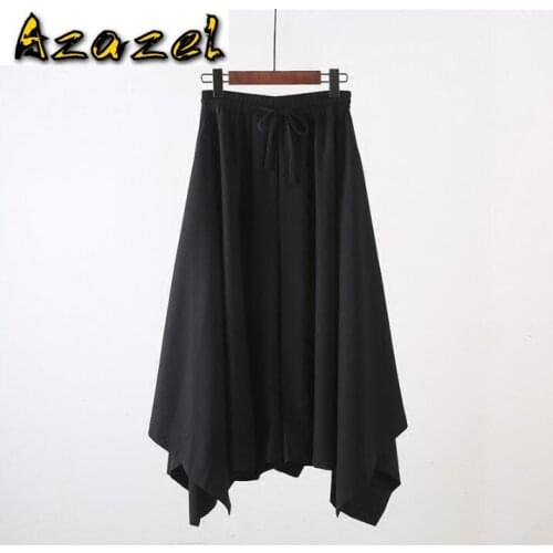 High quality New style pants mens personality pantskirt Korean hair stylist Catwalks Stage outfit Elastic waist wide Leg pants