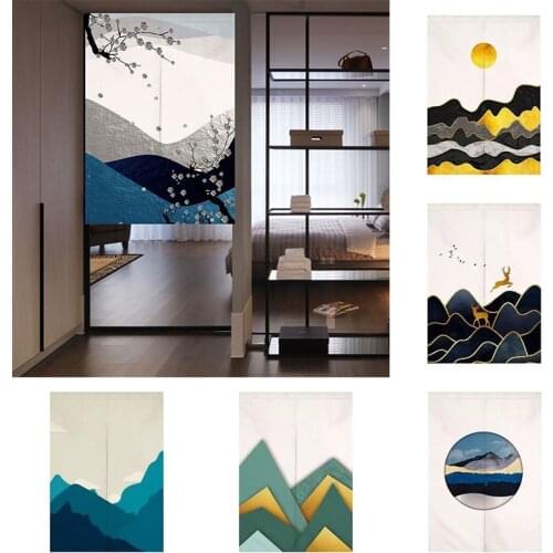Modern Simple Cloth Door Curtain Bedroom Kitchen Partition Curtain Geomantic Half Panel Curtain
