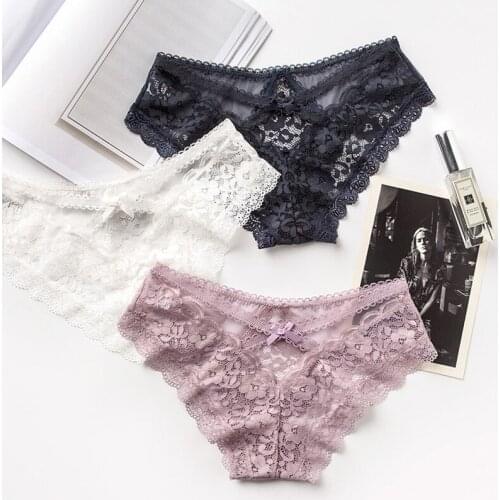 Women Sexy Lace Transparent Panties Underwear Lingerie Tempting Pretty Briefs High Quality Low Waist Ladies Female Underpants