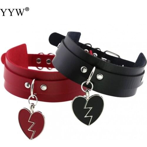 Vintage Black Punk Heart Choker Collar Fashion Necklaces 2019 Leather Choker Femme For Women Girls Rock Gothic Jewelry