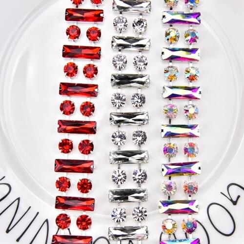 1 Meter SS12 3mm Rhinestone Trim 2 Rows Glass Crystal Cupchain Chain Wedding Dress Decoration Sewing Fabric DIY Accessories