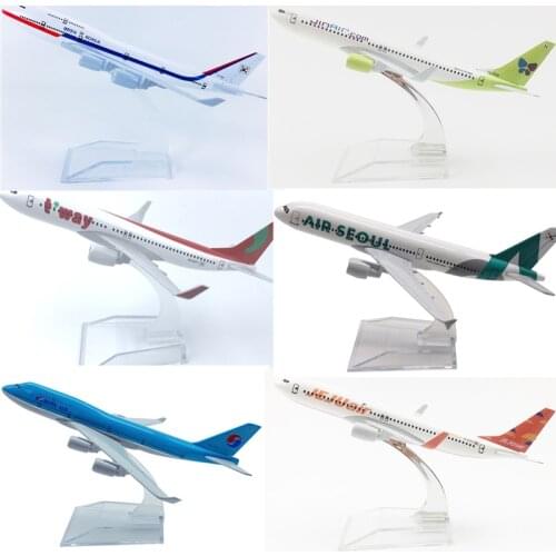 16cm Korea Airplanes Korean Air Boeing B737 B747 Airbus A320 A380 Alloy Diecast Aircraft Model Plane Model Collectible Kids Gift