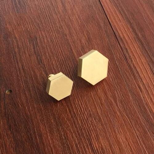 20pcs/lot Brass Hexagon Knobs Cabinet Knob Handle Dresser Knobs Drawer Pulls Handles Antique Kitchen Furniture Hardware