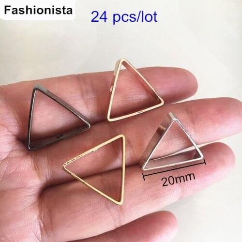 24 pcs Good Quality 1 Hole on one side of the brass Triangle Charms Drops, Side Length is 20mm,3D Shape,Gold-color,Steel,Black