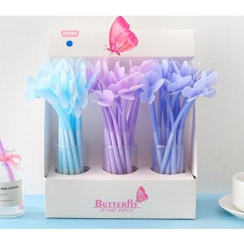 4pcs Random 0.38mm Soft Silicone Butterfly Signature Gel Pen Stationery School Student Writing Supply Kids Neutral Pen Girl Gift