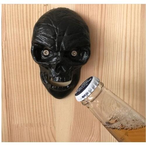 50pcs Skull Wall Mounted Opener Vintage Cast Iron Fixed Beer Bottle Openers With 2pcs Screw Kitchen Bar Open Bottle Tool