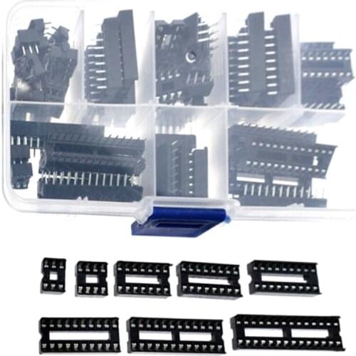 66Pcs DIP IC Sockets Adaptor Solder Type Socket Kit 6 8 14 16 18 20 24 28 Pin For arduino PCB Diy Kit