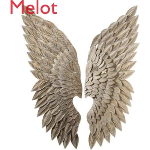 Abstract Angel Wing Wall Figurine Statue Retro Wall Hanging Decorations Art Sculpture Metal Craftwork Home Decorations