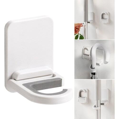 Drill-free Mop Rack Organizer Wall Mount Pouch Free Organize Holder Self-adhesive Rack Household Bathroom Kitchen Supply