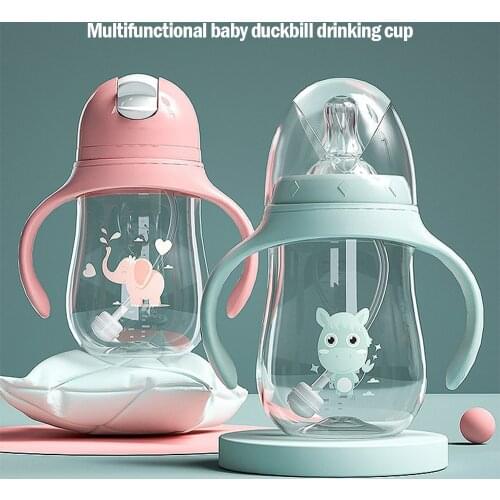 Baby bottles Drinking Cup Feeding Bottle Wide-Caliber Multifunctional Drinking Milk Drinking Water Dual-use Bottle BPA Free