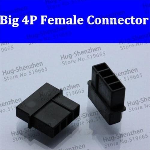 Black big 4P female for IDE Power connector plastic shell-100pcs/lot