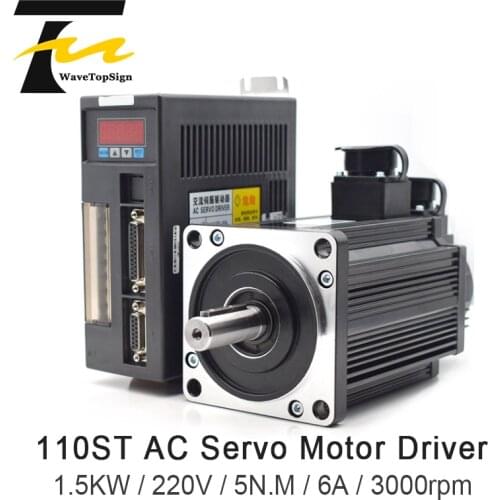 AC Servo Motor Driver 1.5KW 220V 5N.M 6A 110ST-M05030 AC Motor Matched Servo Driver AASD 30A Complete Motor kit