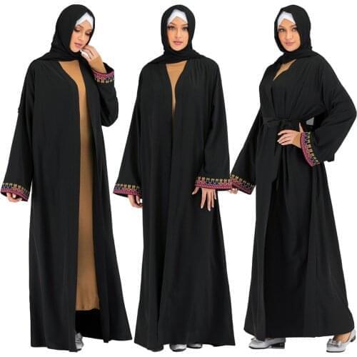 Dubai Muslim Women Abaya Dress Open Cardigan Islamic Kaftan Robe Kimono Gown Arab Middle East Kimono Embroidery Tassel Dresses