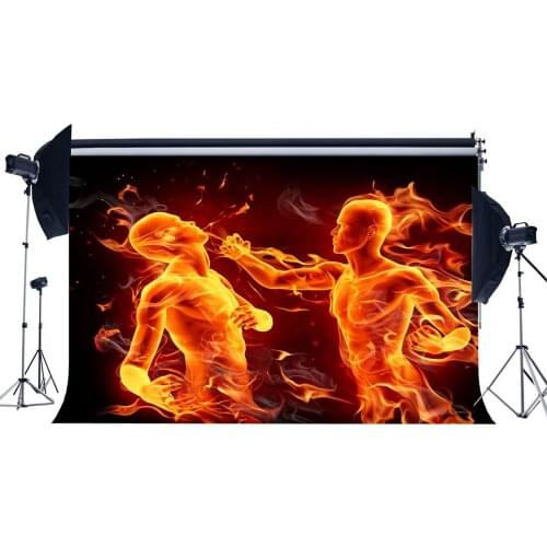 Flaming Boxer Backdrop Pugilist Backdrops 3D Creative Infighter Athletic Sports Interior Gymnasium Background