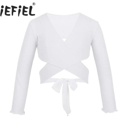 Kids Girls Classic Ballet Tutu Clothes Mesh Ballet Costume Wrap Top with Adjustable Tie Closure Gymnastics Leotard Dancewear