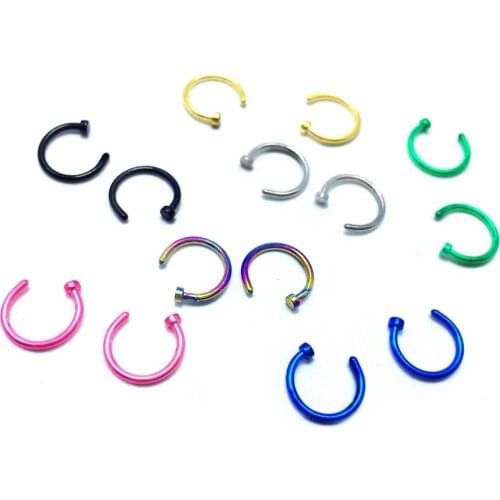 10 Pcs Fashion Nose Ring Surgical Steel Fake Nose Rings Hoop Lip Nose Rings Small Thin Piercing Jewelry